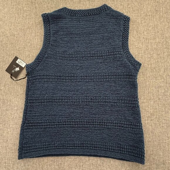 NEW! Simply Vera Wang Crochet Sweater Tank Top Sleeveless XS Round Neck Blue - Picture 11 of 13